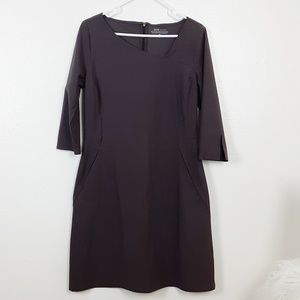 QOR Asymmetrical Neckline Dress 3/4 Sleeve M